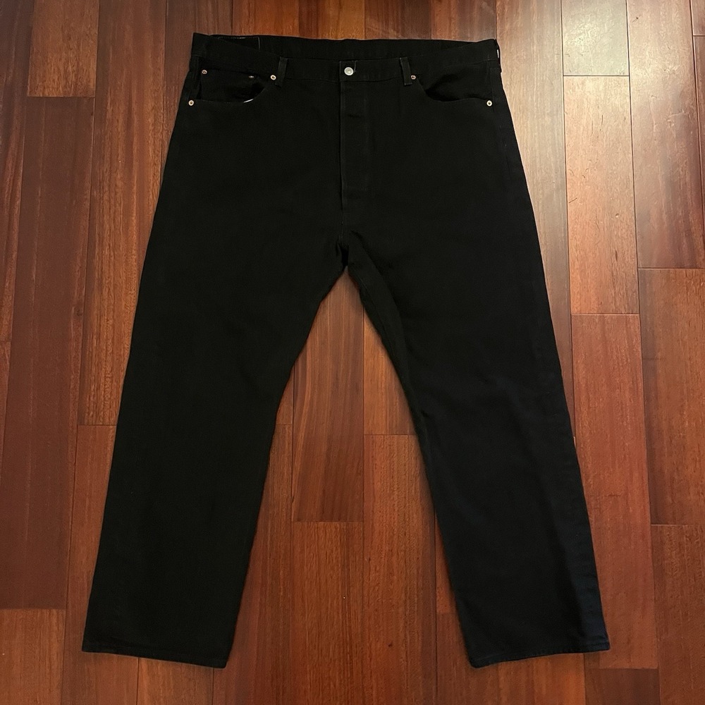 Levi's Jeans Mens 44x30 Black 501 Straight Leg Original Fit Button Fly Workwear